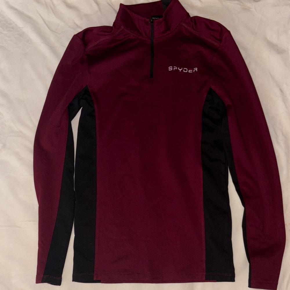 Spyder Quarter-Zip Pullover maroon w/black panels size sma NWT!#workout#running